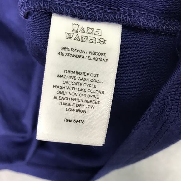 Tahari Shirt‎ Womens Small Blue Ruched Short Sleeve Basic Everyday Soft Stretch - Picture 9 of 10